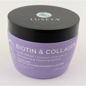 Luseta Biotin Collagen Hair Mask Strengthening Thickening Color Safe Dry 3.38 oz
